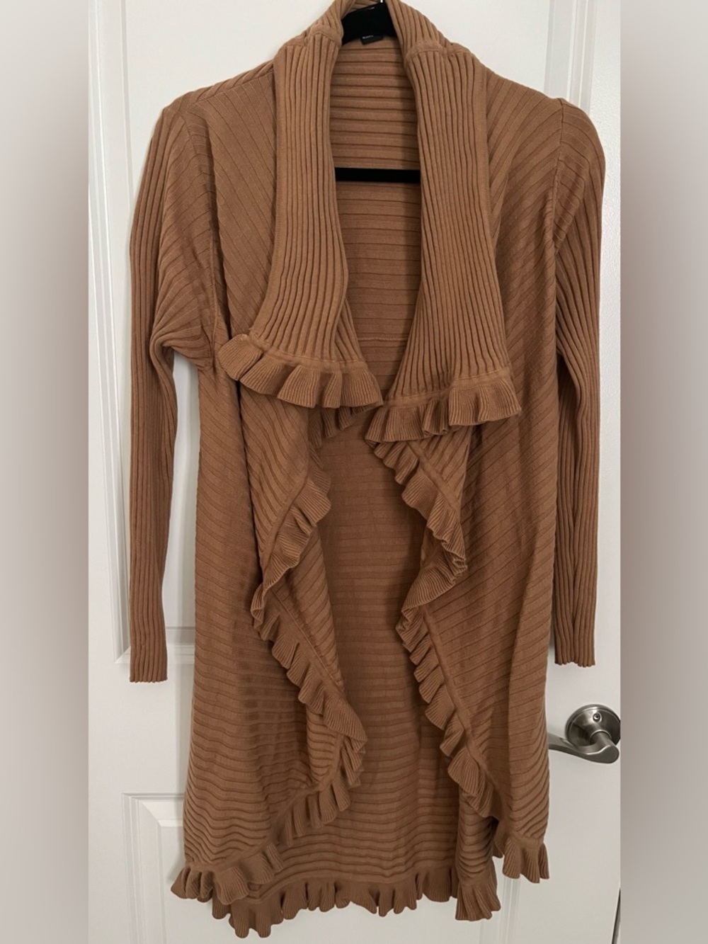 Ruffled Open-Front Women's Sweater Cardigan
